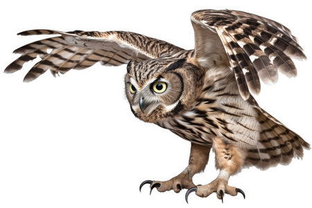 Long-eared owl (Bubo bubo) isolated on white backgroundの素材