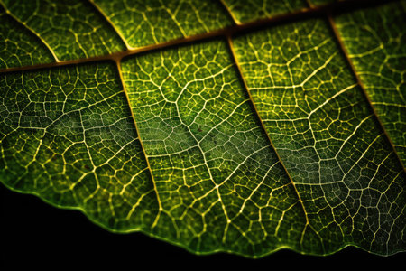 Close up of green leaf texture with sun light. Nature background.の素材