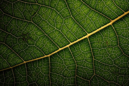 Close up of green leaf veins. Abstract nature background. Toned.の素材