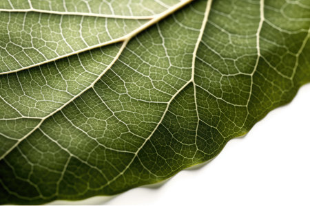 Green leaf macro close up. Leaf texture background. Natural pattern.の素材