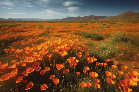 California Poppy Field in Springtime, U.S.A.の素材