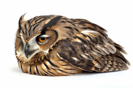 Long-eared Owl (Bubo bubo) isolated on white backgroundの素材