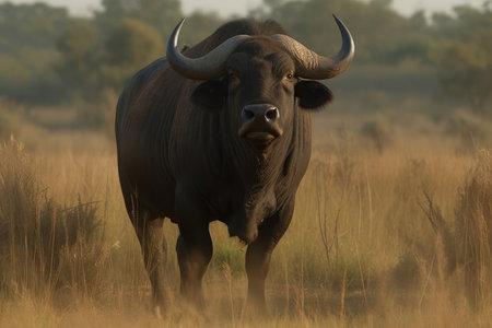 African buffalo (Bison caffer) in the Okavango Delta, Botswana.の素材