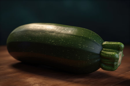 Zucchini on a wooden table. Zucchini on a dark background.の素材