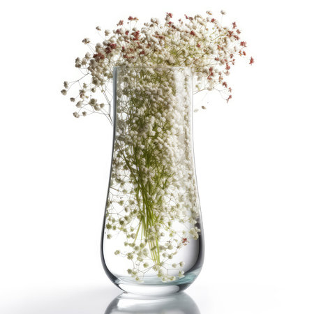 flowers in glass vase isolated on white background. 3d illustrationの素材