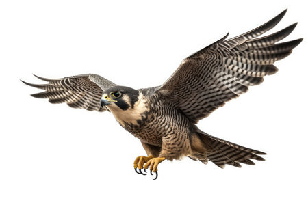 Peregrine Falcon isolated on white background, 3d illustrationの素材