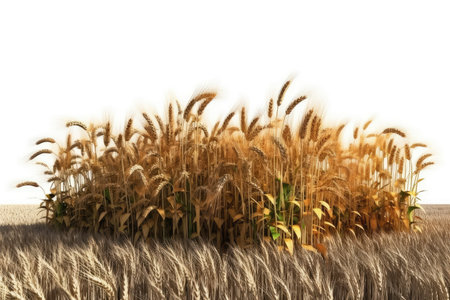 Wheat field isolated on white background. 3d render illustration.の素材