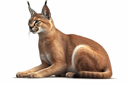 Caracal cat isolated on a white background. 3d renderingの素材