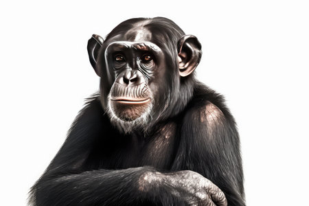 Chimpanzee isolated on white background. 3D illustration.の素材