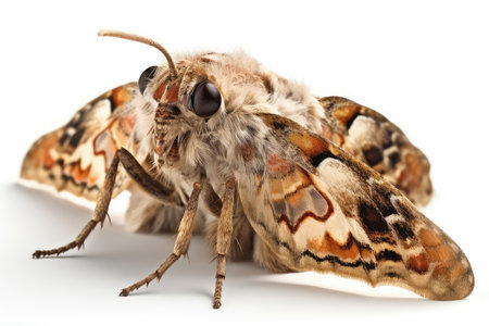 Moth isolated on white background. Close-up of moth.の素材