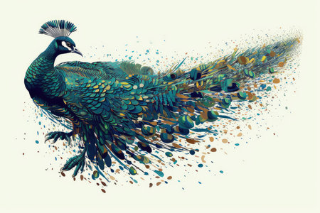 Peacock in grunge style. Peacock vector illustrationの素材