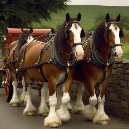 Horse-drawn carriages in Tuscany, Italy.の素材