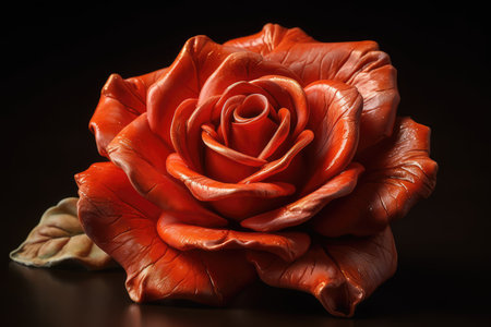 beautiful red rose on a black background, closeup of photoの素材