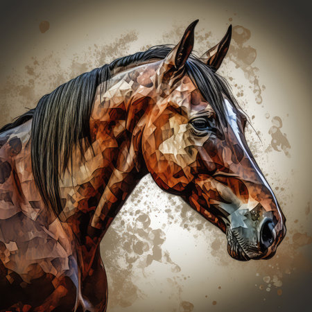 Horse head with abstract grunge background. Horse portrait. Vector illustrationの素材