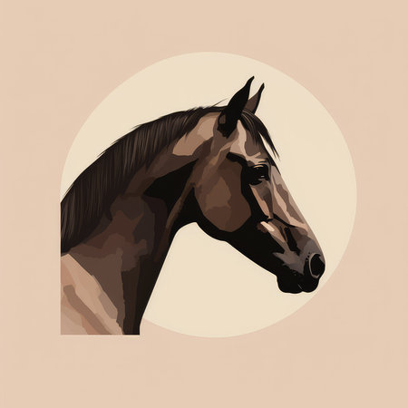 Horse head in profile. Portrait of a horse. Vector illustration.の素材