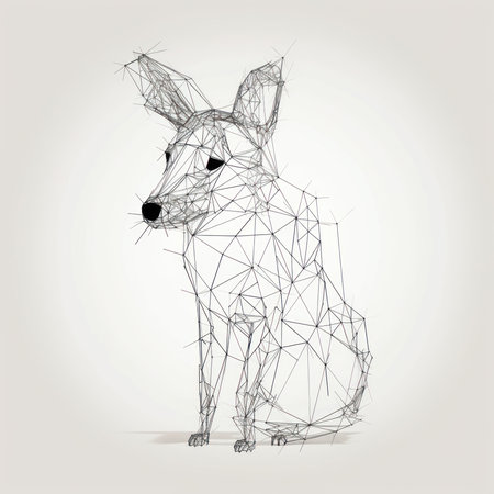 Wireframe dog. Abstract polygonal wireframe animal. Vector illustration.の素材