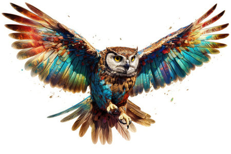 Owl on a white background. Watercolor painting. Vector illustration.の素材