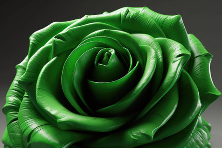 close up of  a green rose on grey background with clipping pathの素材