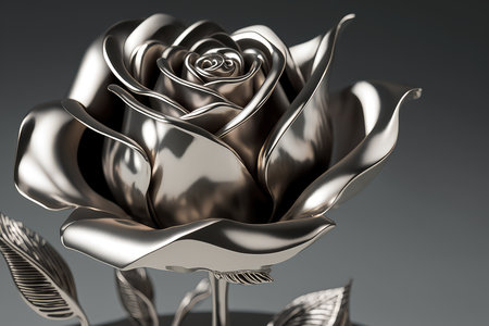 3d illustration of golden rose on a gray background. 3d renderingの素材
