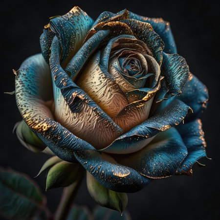 Beautiful blue rose on a dark background. Close-up.の素材