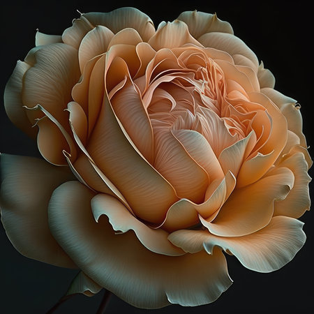 Beautiful orange rose on a black background. Close-up.の素材