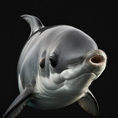 dolphin isolated on a black background. 3d render and illustrationの素材