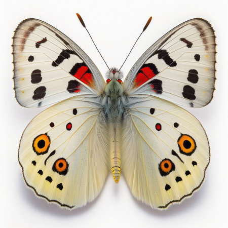 Beautiful butterfly isolated on white background. Close-up image.の素材