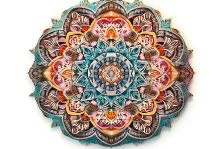 Colorful abstract kaleidoscope background. Beautiful kaleidoscope texture. Unique kaleidoscope design.の素材