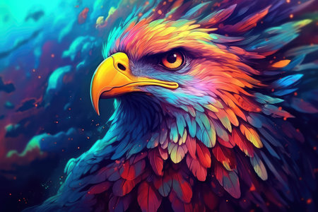 Eagle. Digital painting. 3D rendering. Illustration.の素材