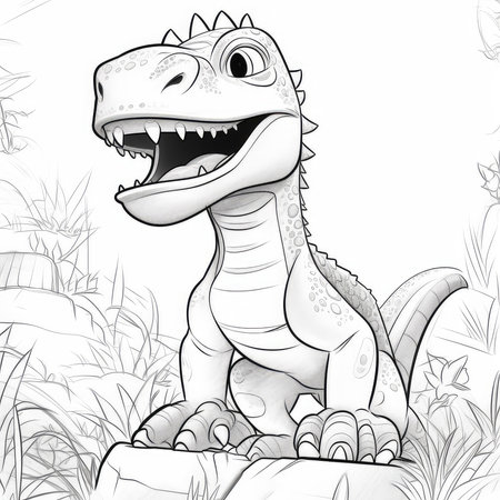 Cute Cartoon Dinosaur. Vector Illustration for Coloring Book.の素材