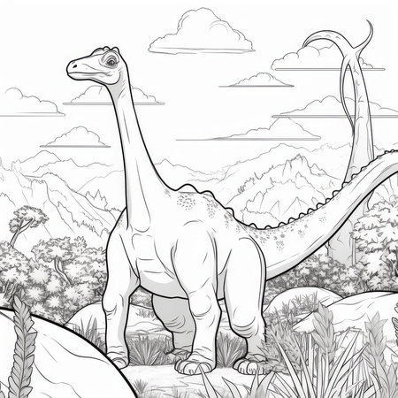 Dinosaur coloring book for adults vector illustration. Black and white image.の素材