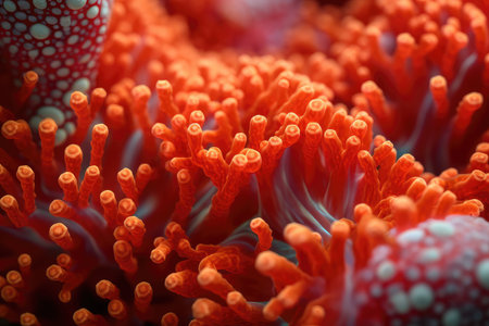 Macro image of a red coral in the ocean. Shallow depth of fieldの素材