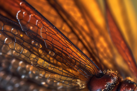 Macro photo of dragonfly wings. Macro photography of dragonfly wings.の素材