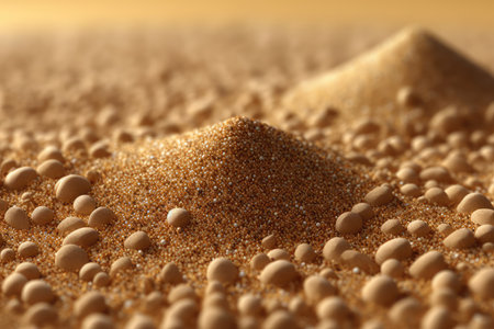 Close-up of sand with small balls on it. Abstract backgroundの素材