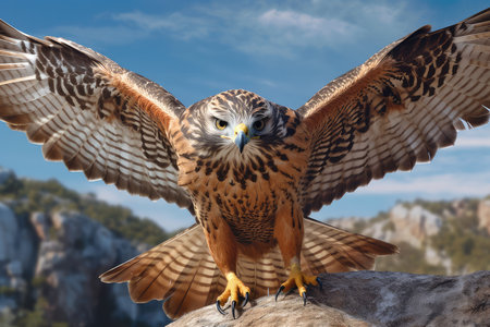 Kestrel (Falco tinnunculus) on a rockの素材