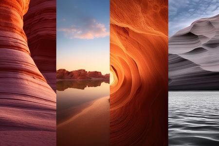 Collage of Antelope Canyon in Arizona, United States of Americaの素材