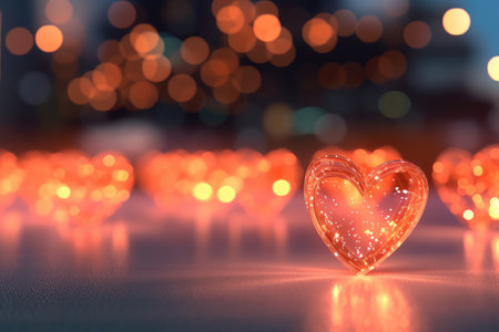Valentine's day background with heart and bokeh lightsの素材