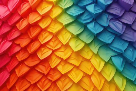 Rainbow origami paper background. 3d render. Rainbow origami paper background.の素材