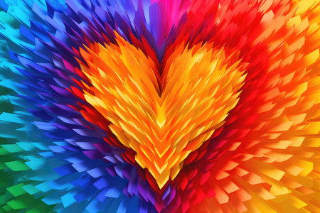 Colorful heart background. 3d rendering, 3d illustration.の素材