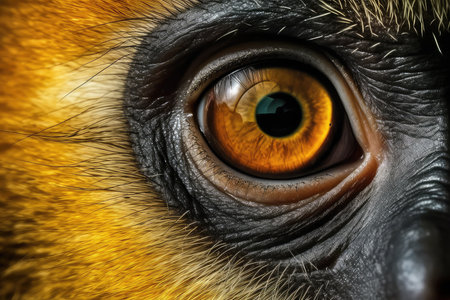 Close up of the eye of a yellow monkey (Cercopithecus rubecula)の素材