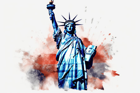 Statue of Liberty in New York City, USA. 3D renderingの素材