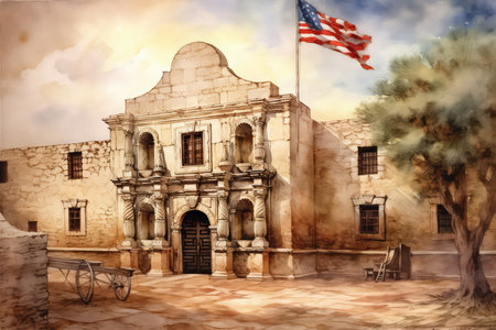 Historic center of the city of Havana, Cuba. Watercolor paintingの素材