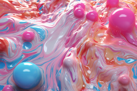 Abstract background of pink, blue and white liquid. 3d renderingの素材