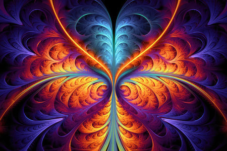 Abstract fractal. Fractal art background for creative design. Decoration for wallpaper, desktop, poster, cover booklet. Print for clothes, t-shirt. Creative illustration for designの素材