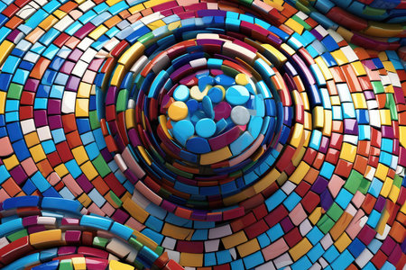 3d rendering of abstract colorful geometric composition,digital art works.の素材