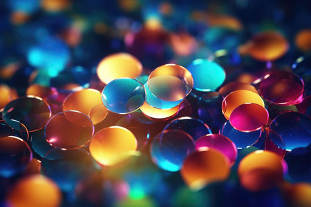 abstract background with colorful glass balls. 3d rendering toned imageの素材