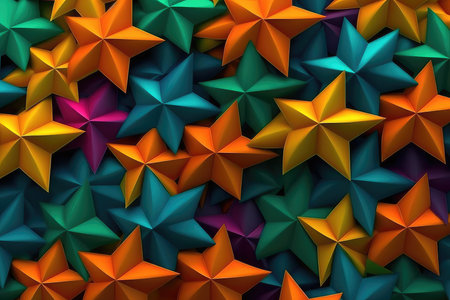 Colorful stars background. 3d rendering, 3d illustration.の素材