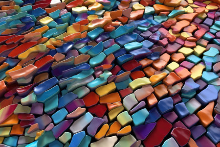 Colorful mosaic tiles. Abstract background. 3D rendering illustration.の素材