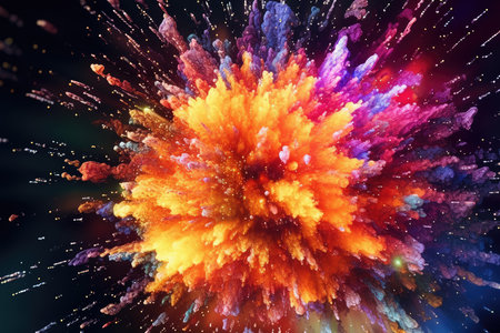 Explosion of colored powder. 3d rendering, 3d illustration.の素材