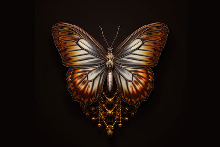 Beautiful butterfly on a black background. 3d rendering, 3d illustration.の素材